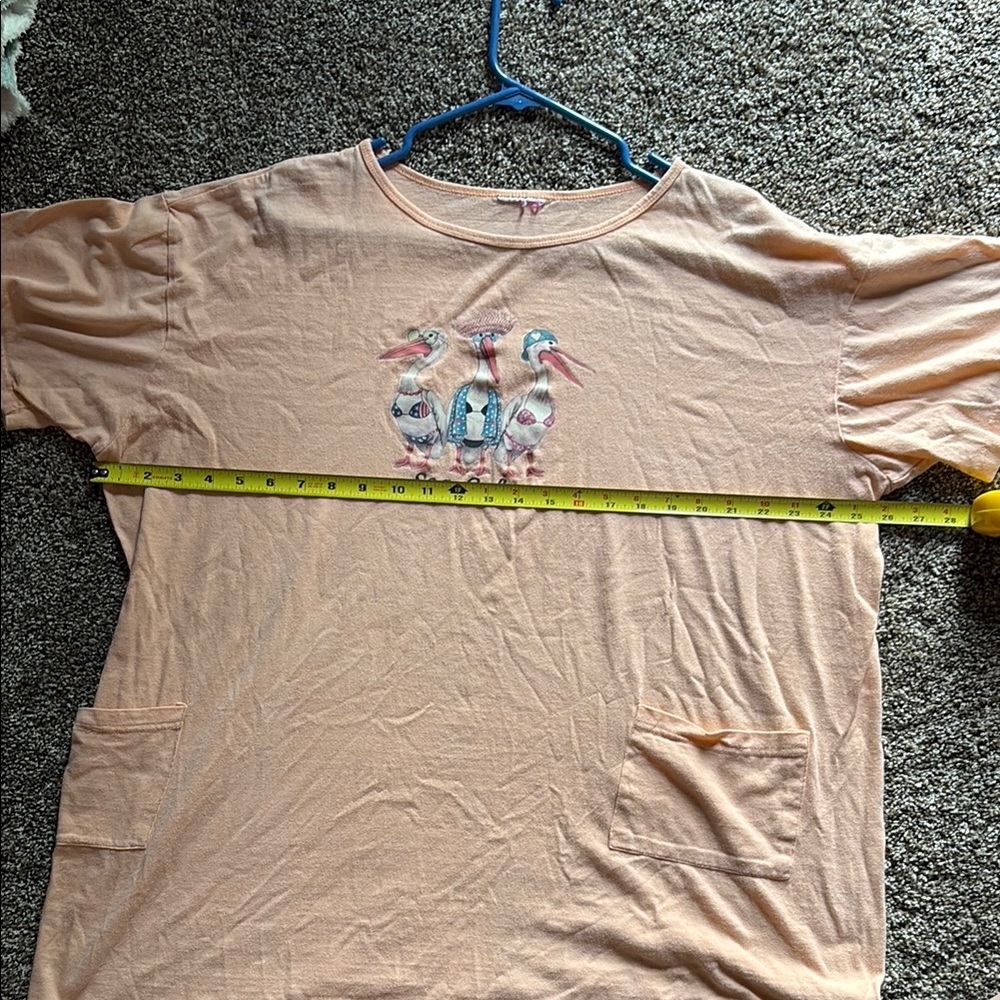 Peach Graphic T-Shirt with Sea Gulls - Picture 12 of 12